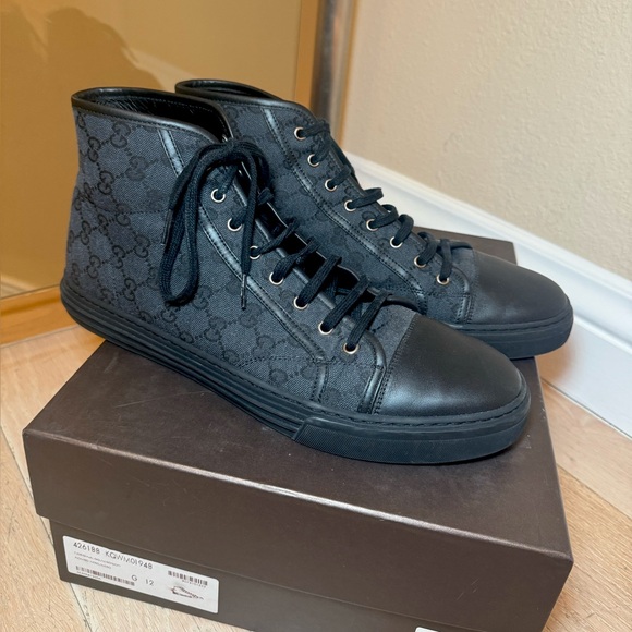 Gucci Authentic Men’s Gg Canvas High Top Sneakers - Picture 1 of 5